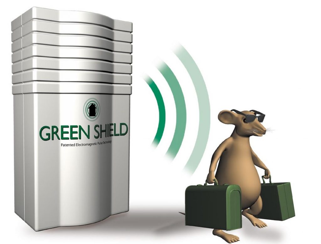 A Green Shield device will create an electromagnetic field that makes mice feel miserable and want to leave your house